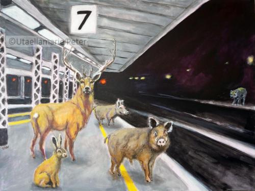 2025-27 - Warten auf den Zug - 60-80cm - Acryl